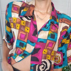 Vintage 80s CALICHE Button Front Top/Blouse